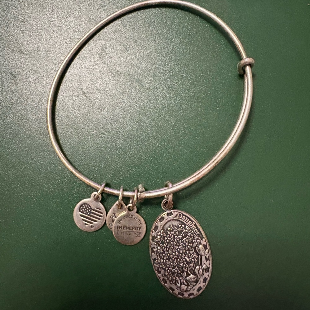 Alex and Ani Silver Charm Daughter Bracelet with Engraved Discs